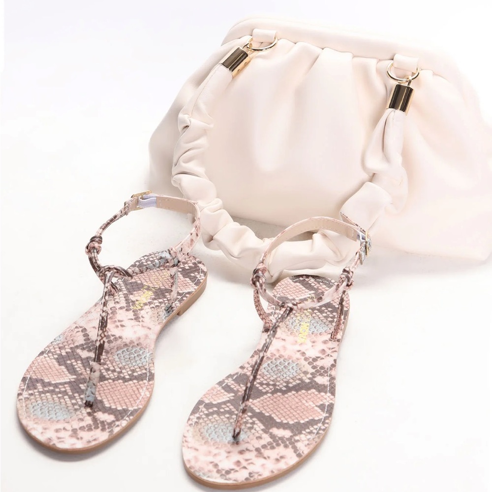 Snakeskin print flip flops